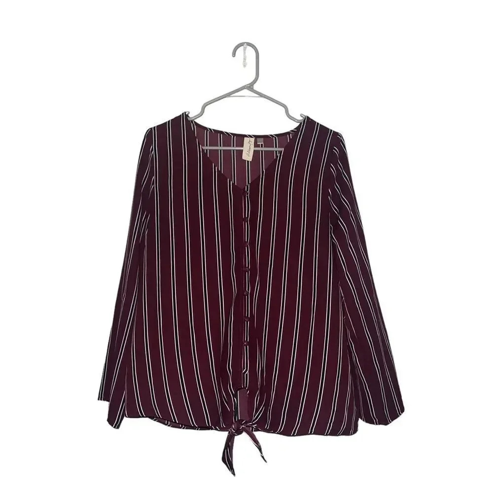 Allison Joy Maroon Stripped Blouse Size Small